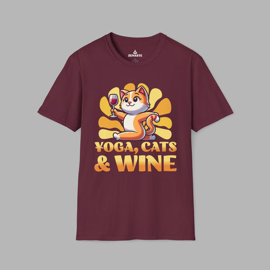 Yoga, Cats, And Wine T-Shirt