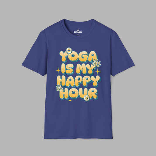 Yoga Is My Happy Hour Flower T-Shirt