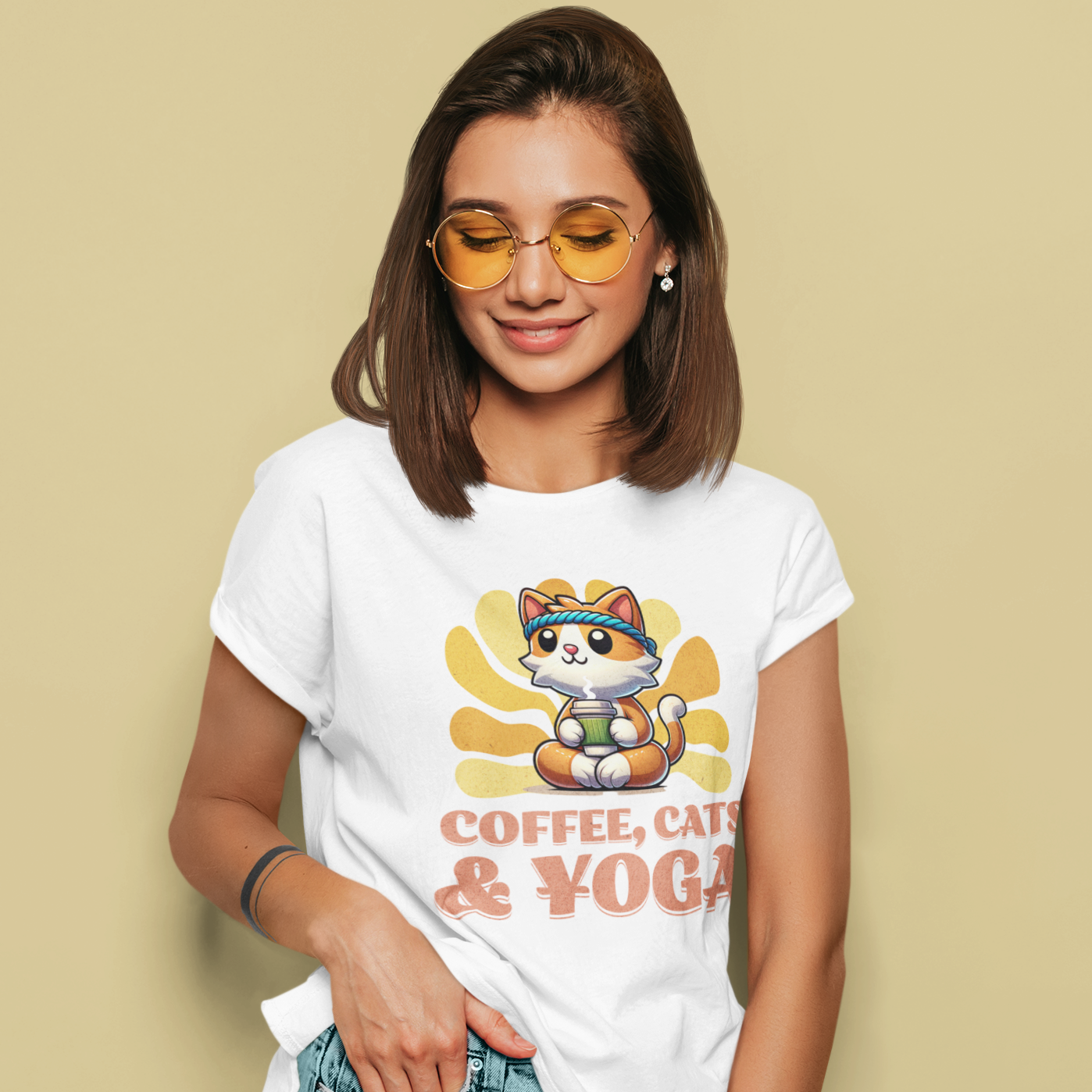 Coffee, Cats & Yoga T-Shirt